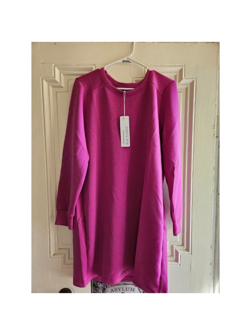 Scarlett Crewneck Sweater Dress in Vibrant Magenta